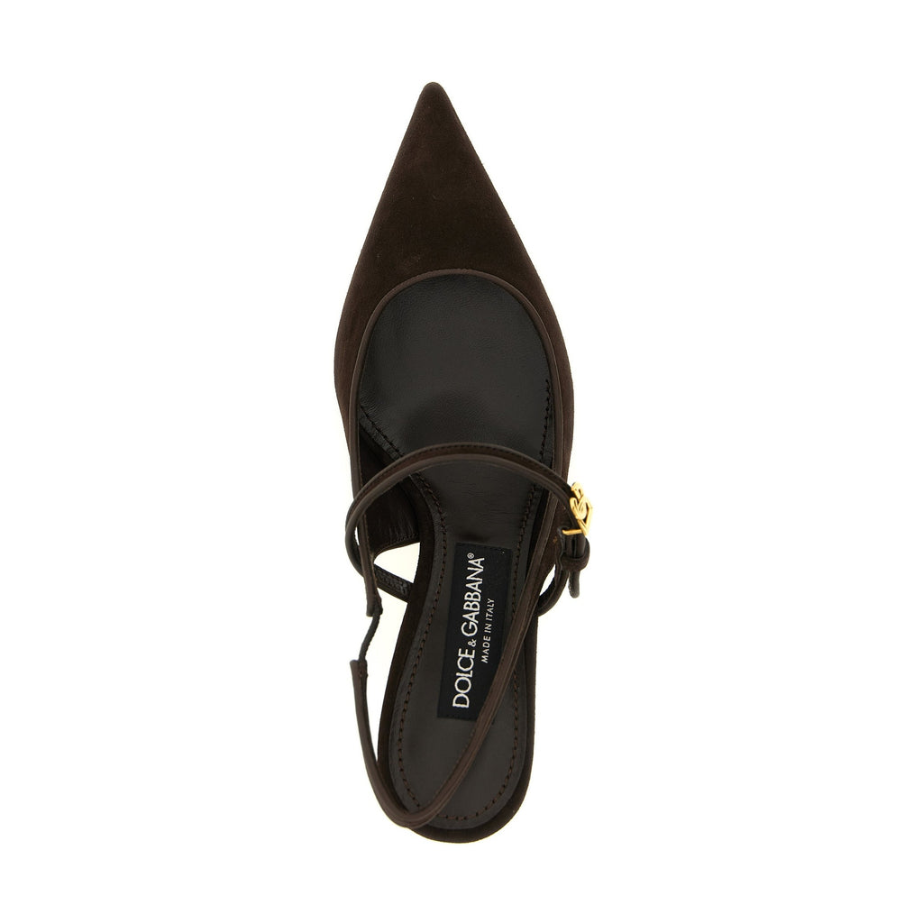 Brown Goatskin Mid Heel Pumps