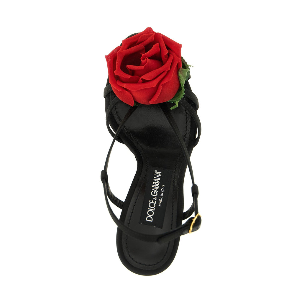 Black Viscose Stiletto Heel Sandals