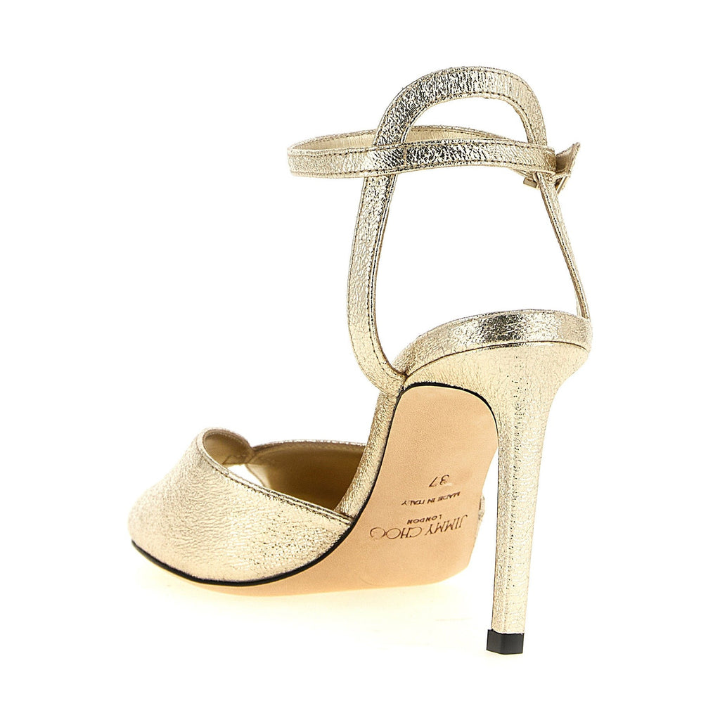 Gold Goatskin Stiletto Heel Sandals
