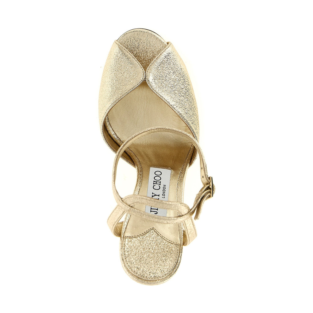 Gold Goatskin Stiletto Heel Sandals