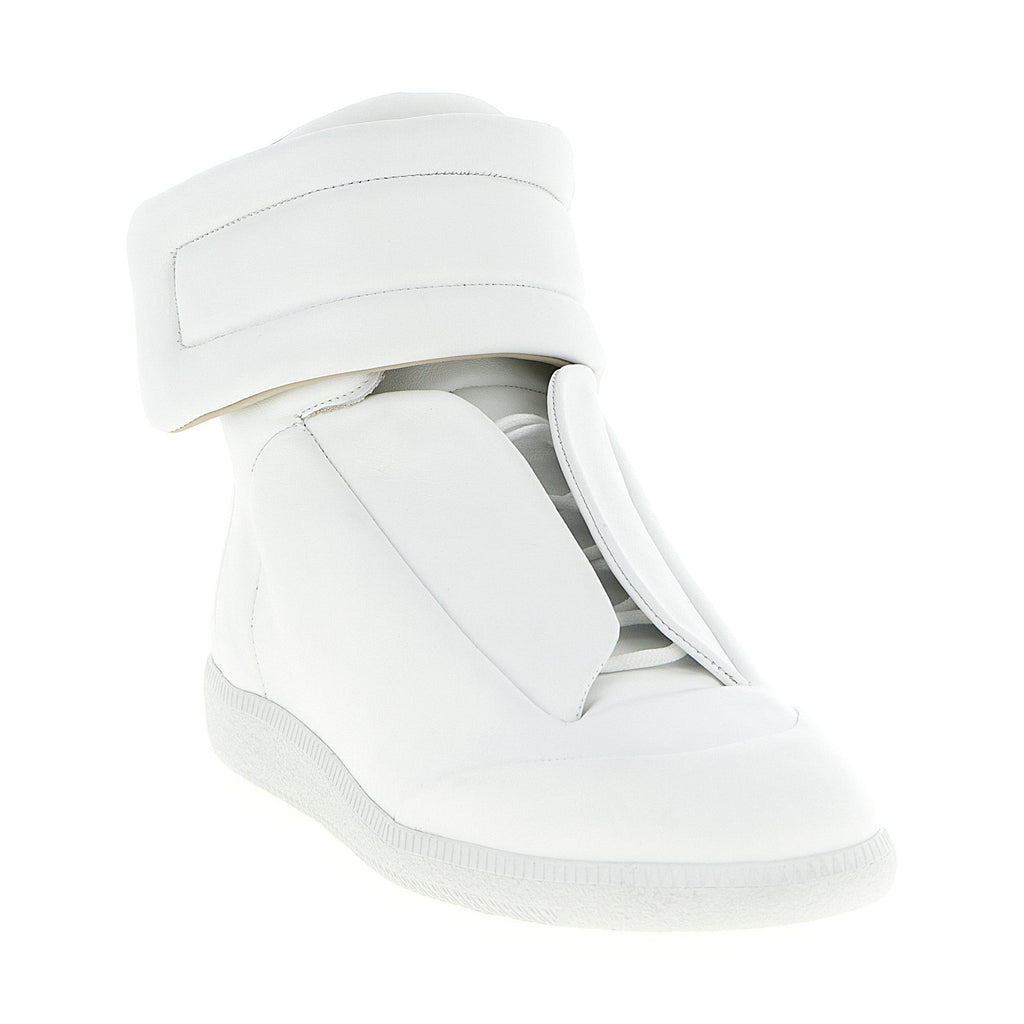 White Calfskin High Top Sneakers