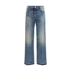 Blue Cotton Straight-Leg Jeans