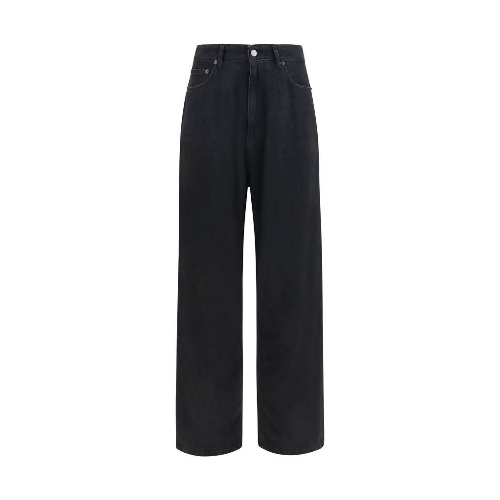 Black Cotton Straight-Leg Jeans