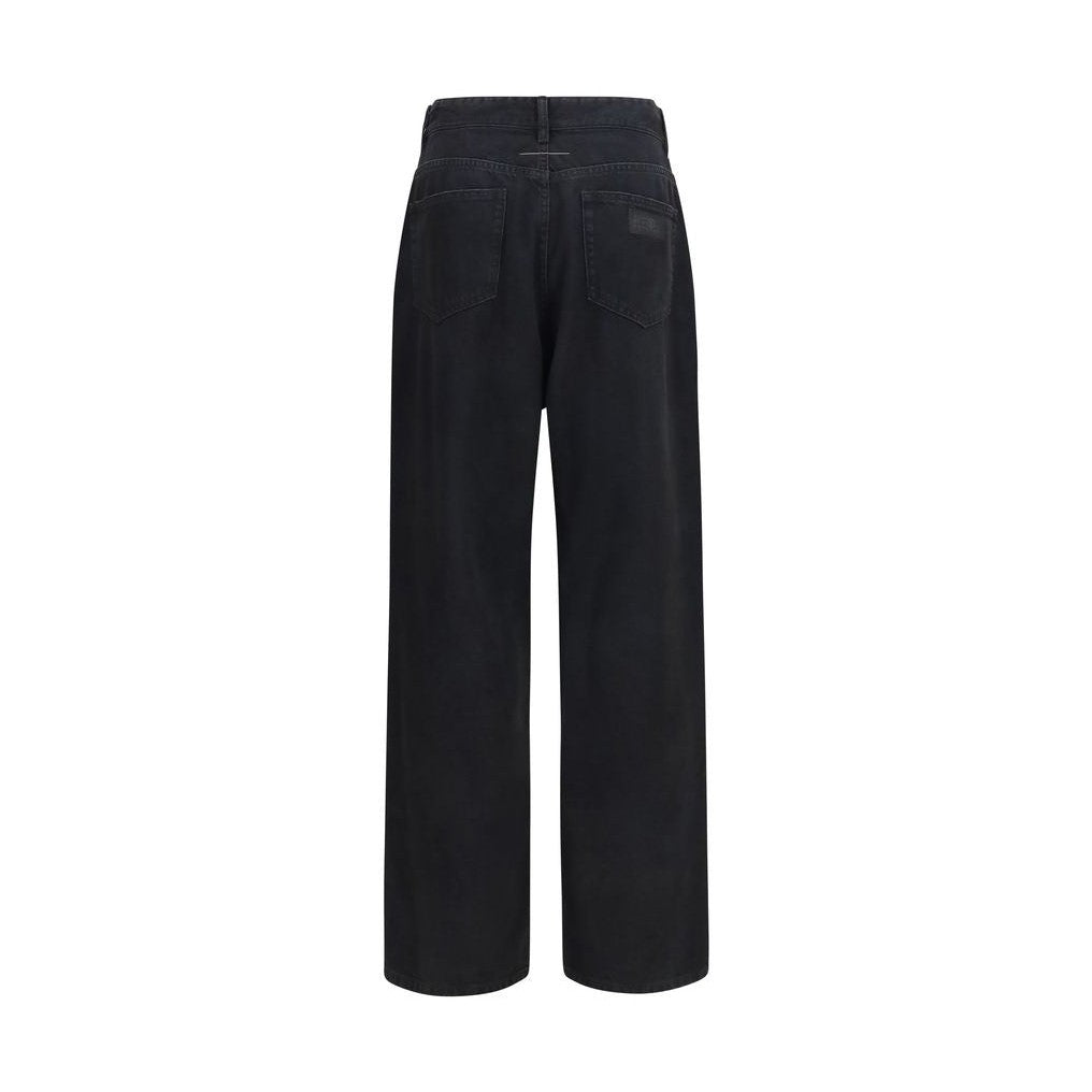 Black Cotton Straight-Leg Jeans
