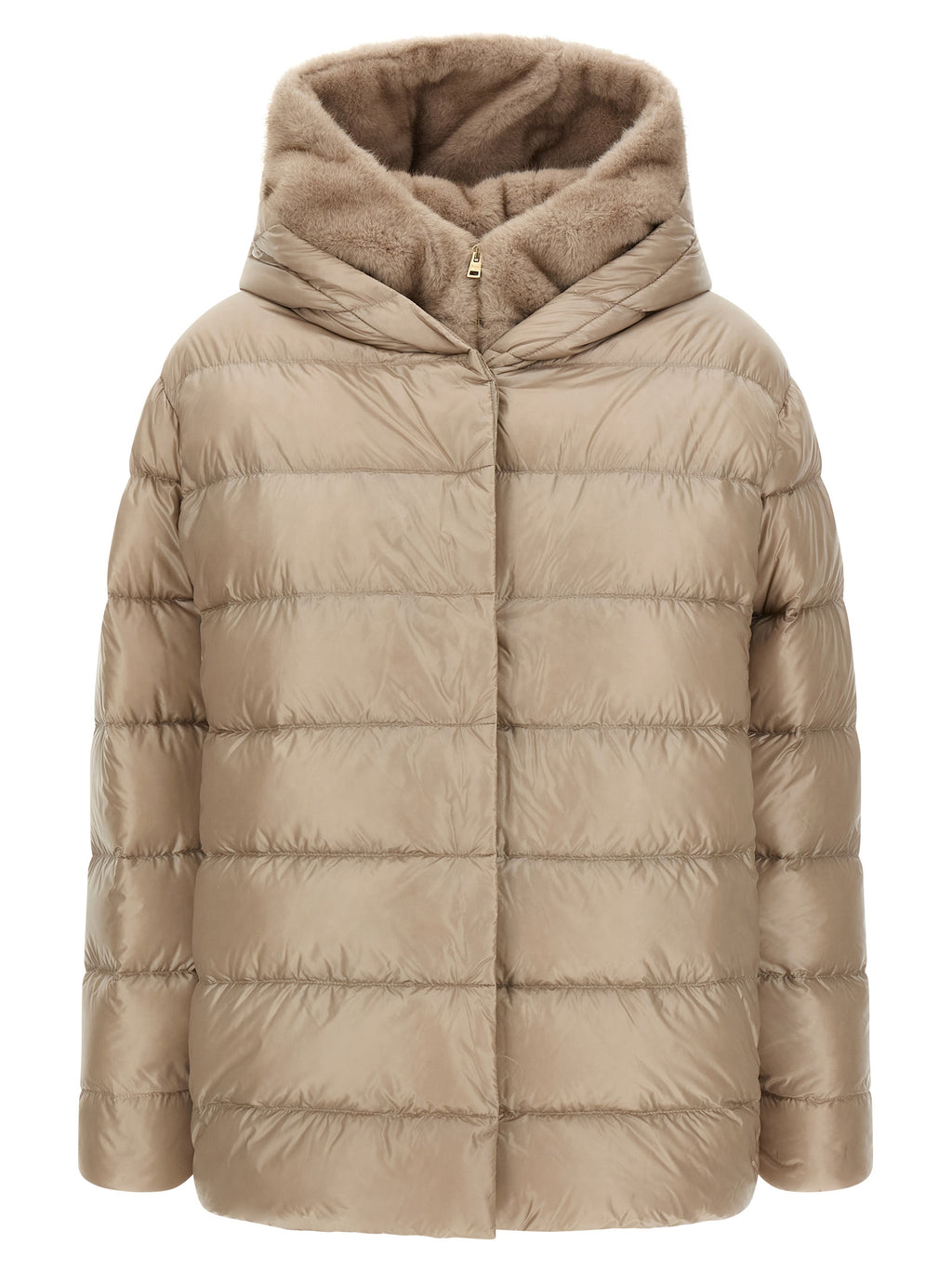 Beige Polyamide Full-Length Jacket