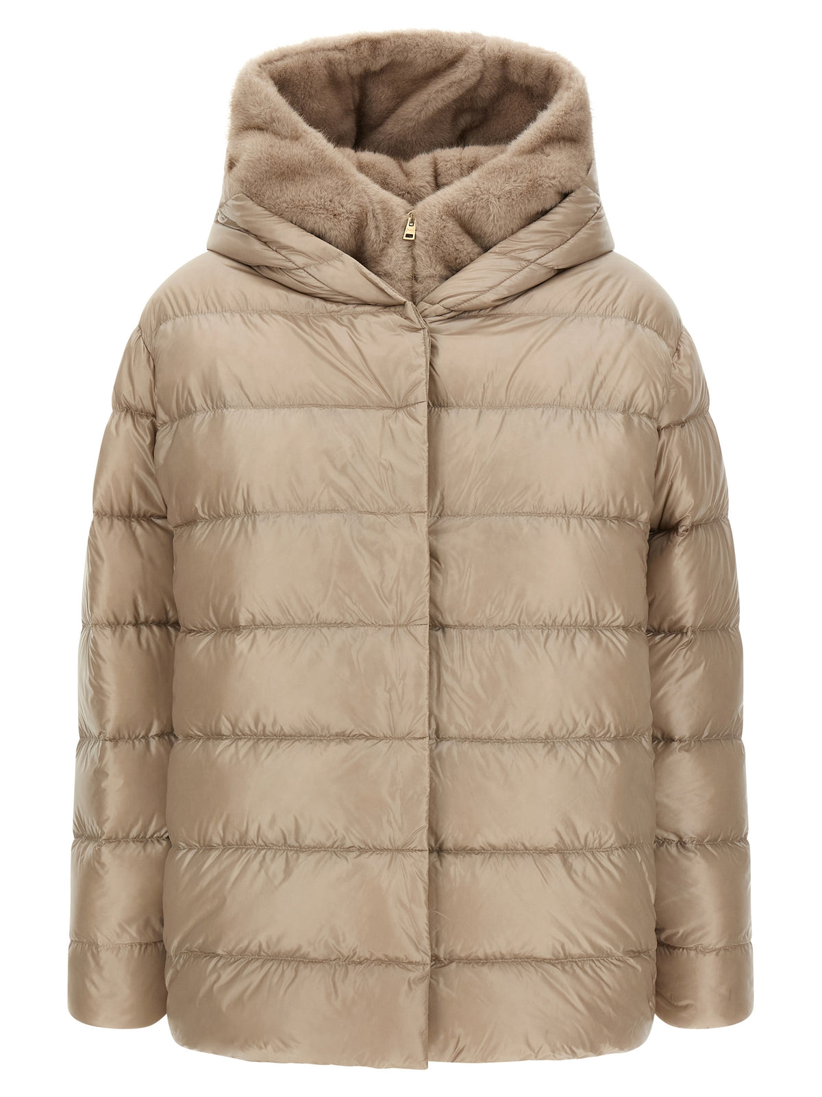 Beige Polyamide Full-Length Jacket