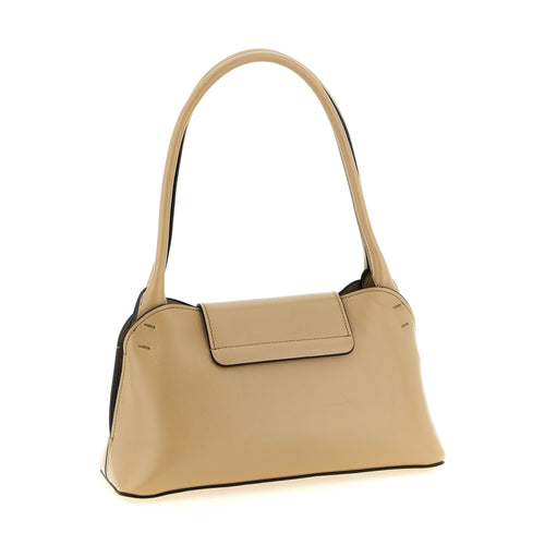 Beige Calfskin Shoulder Bag