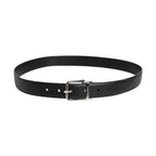 Black Calf Leather Classic Silver Buckle Belt
