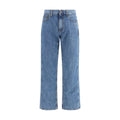 Blue Cotton Straight-Leg Jeans