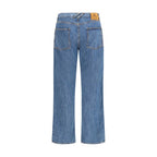 Blue Cotton Straight-Leg Jeans