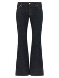 Blue Cotton Flared Jeans