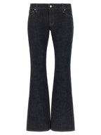 Blue Cotton Flared Jeans