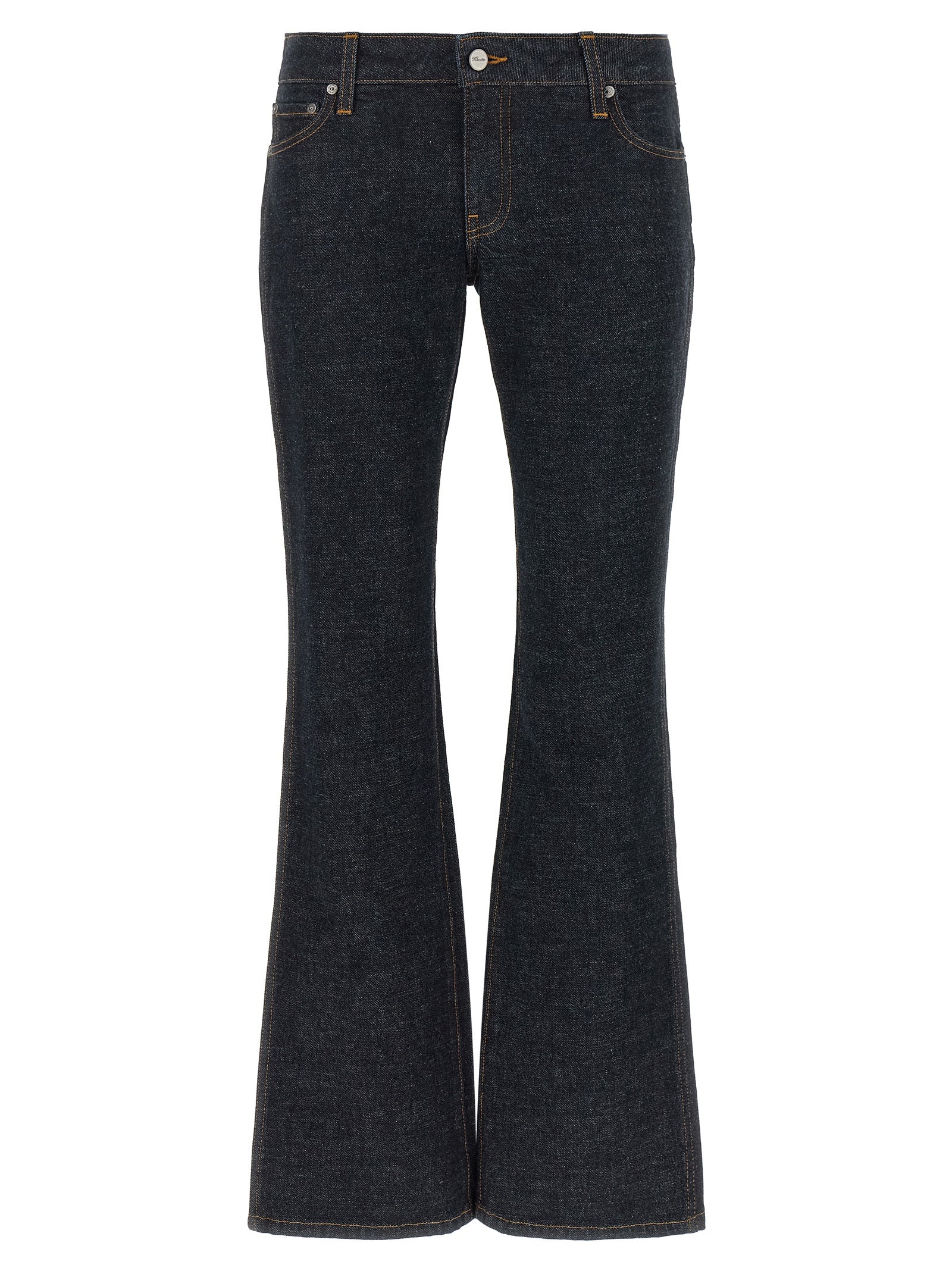 Blue Cotton Flared Jeans