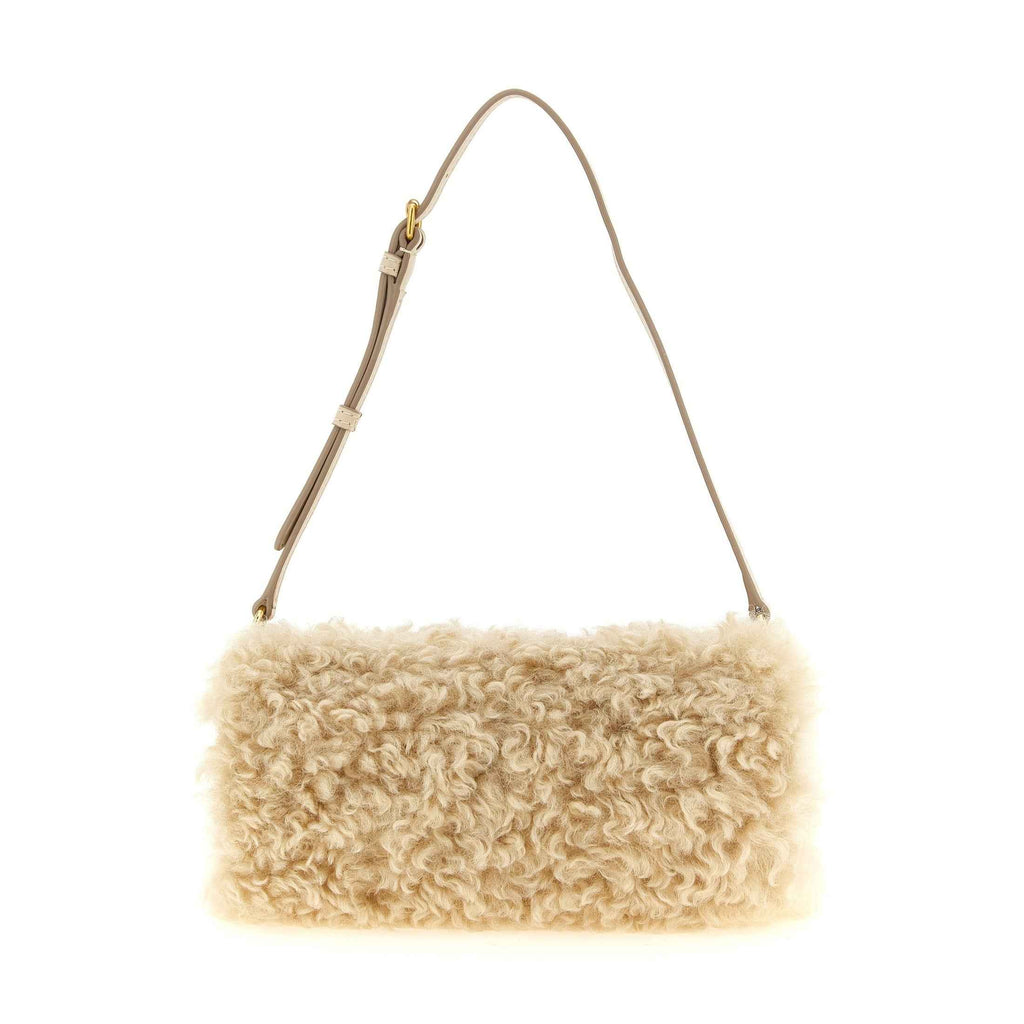 Beige Polyester Clutch Bag