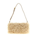 Beige Polyester Clutch Bag