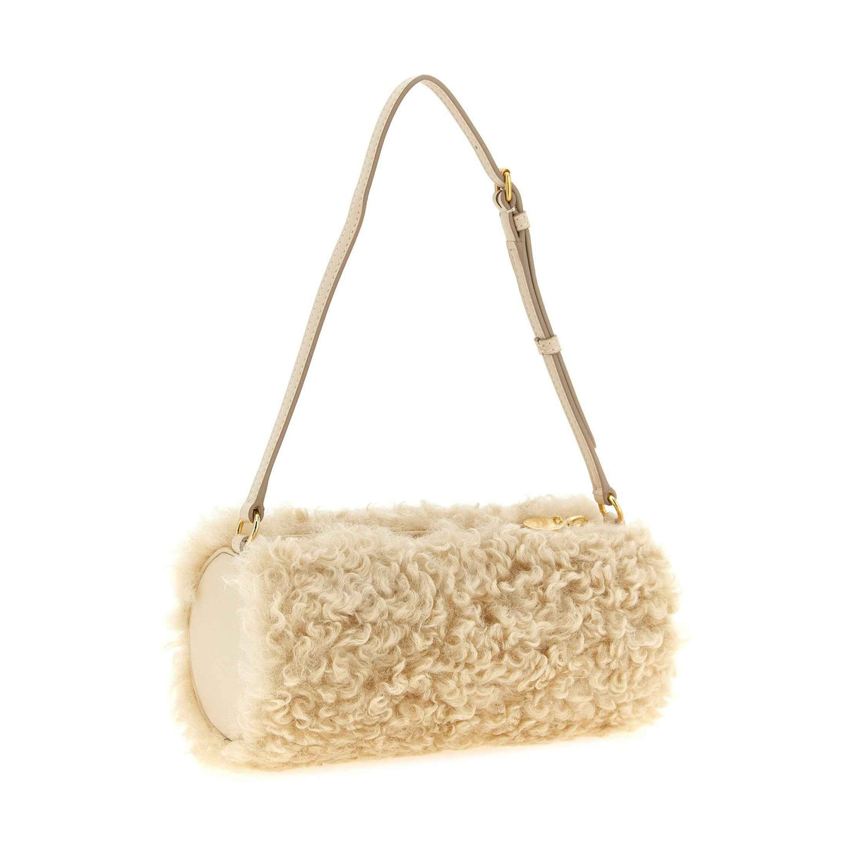 Beige Polyester Clutch Bag