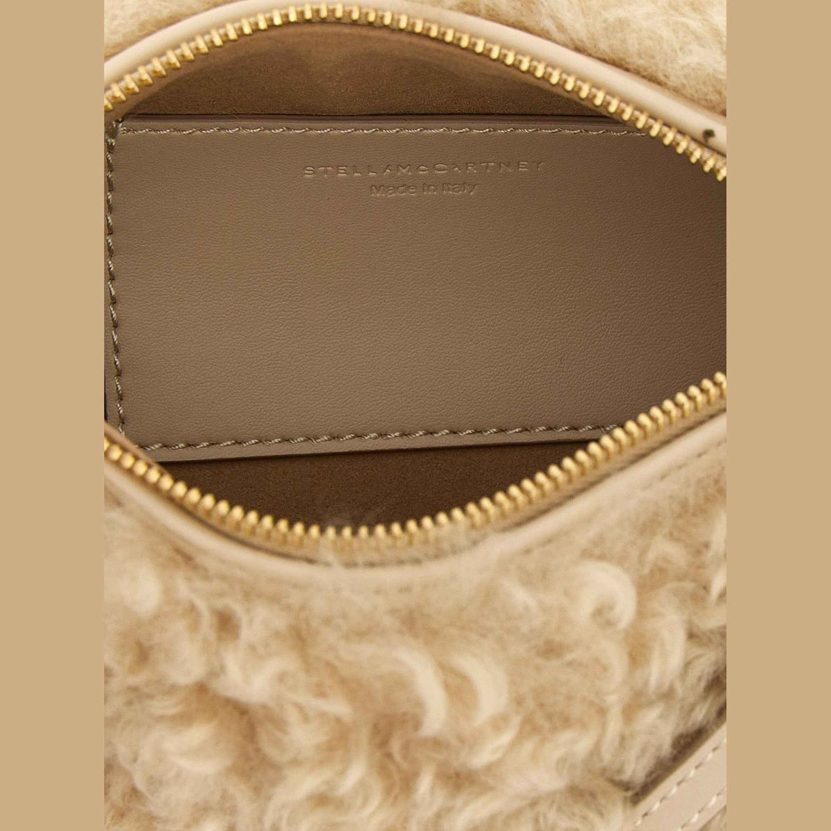 Beige Polyester Clutch Bag
