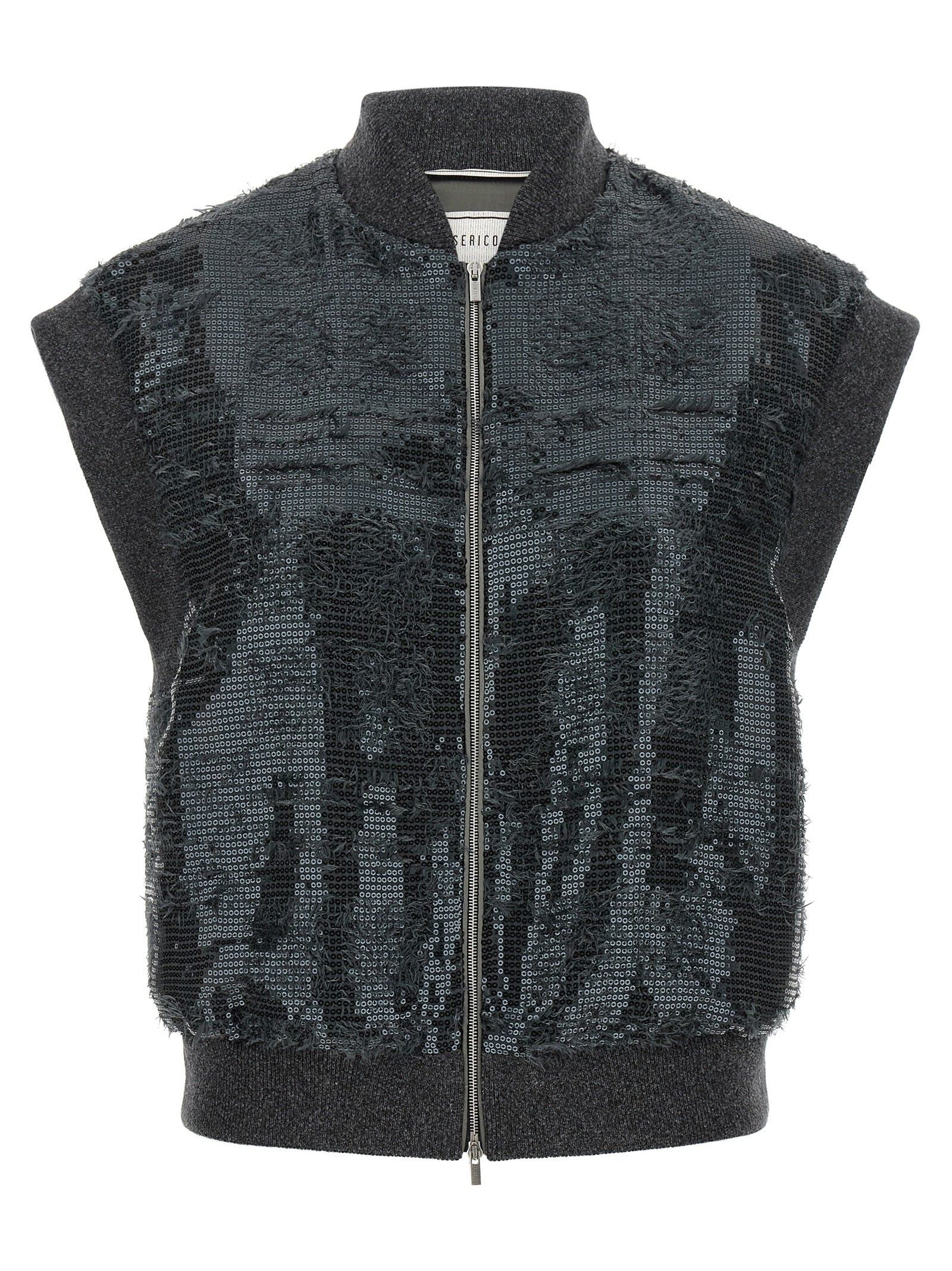 Gray Polyester Sleeveless Jacket