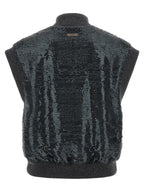 Gray Polyester Sleeveless Jacket
