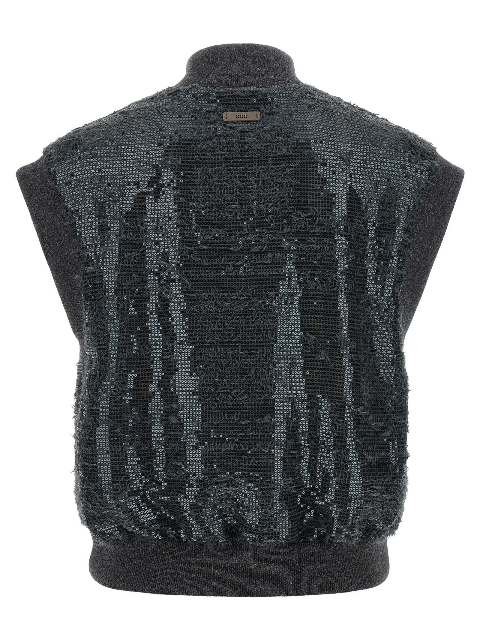 Gray Polyester Sleeveless Jacket