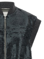 Gray Polyester Sleeveless Jacket