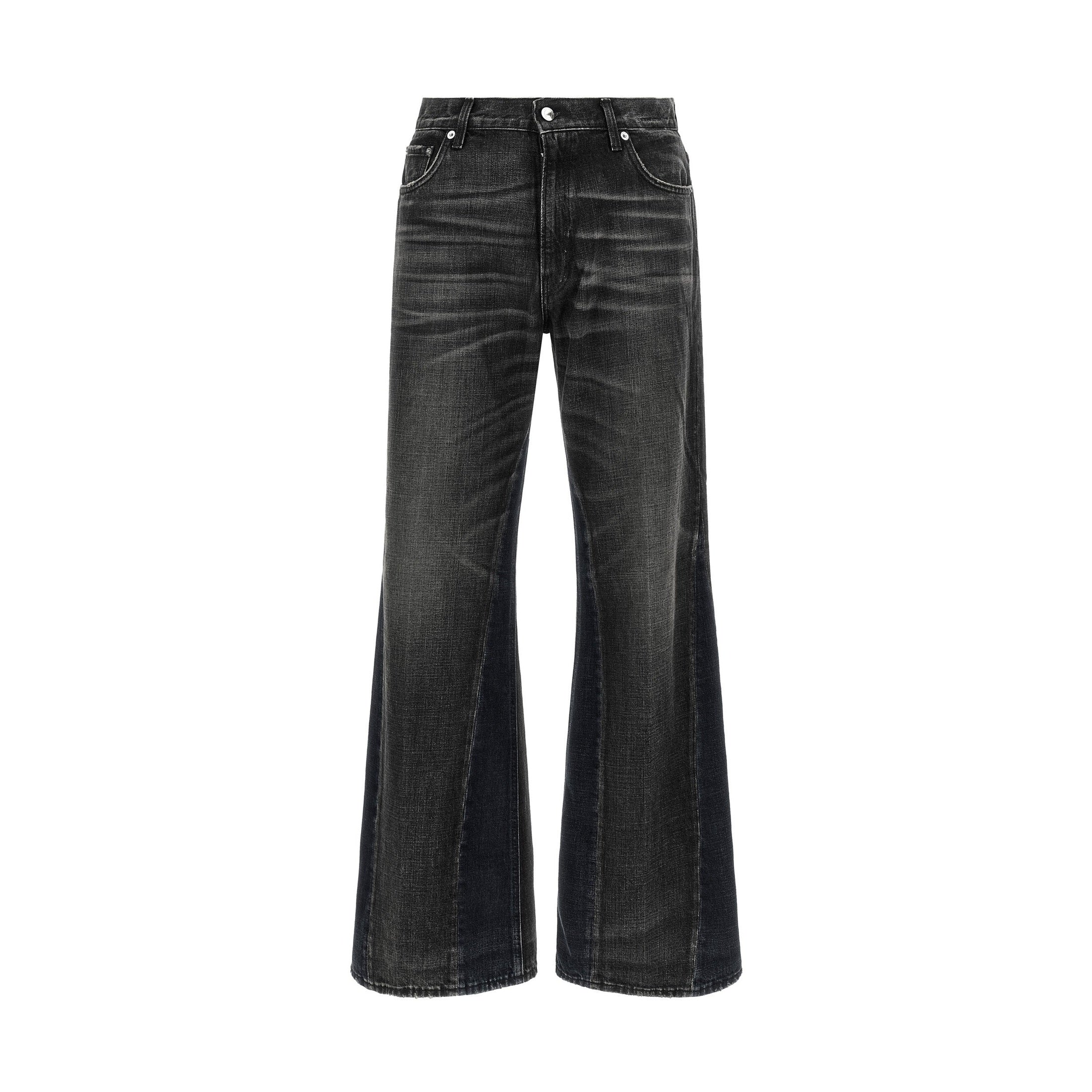 Gray Cotton Flared Jeans
