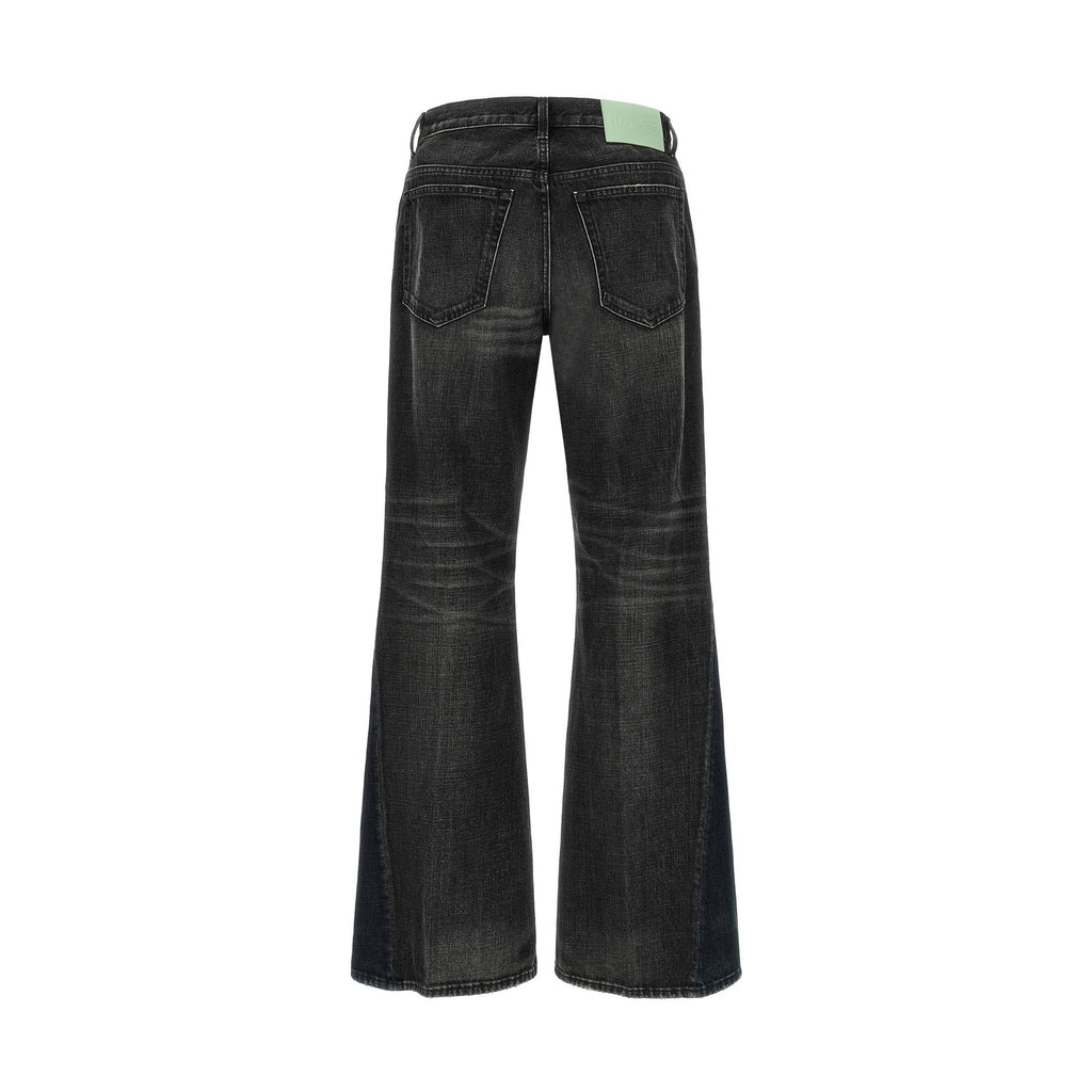 Gray Cotton Flared Jeans