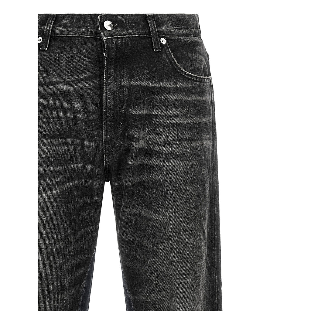 Gray Cotton Flared Jeans