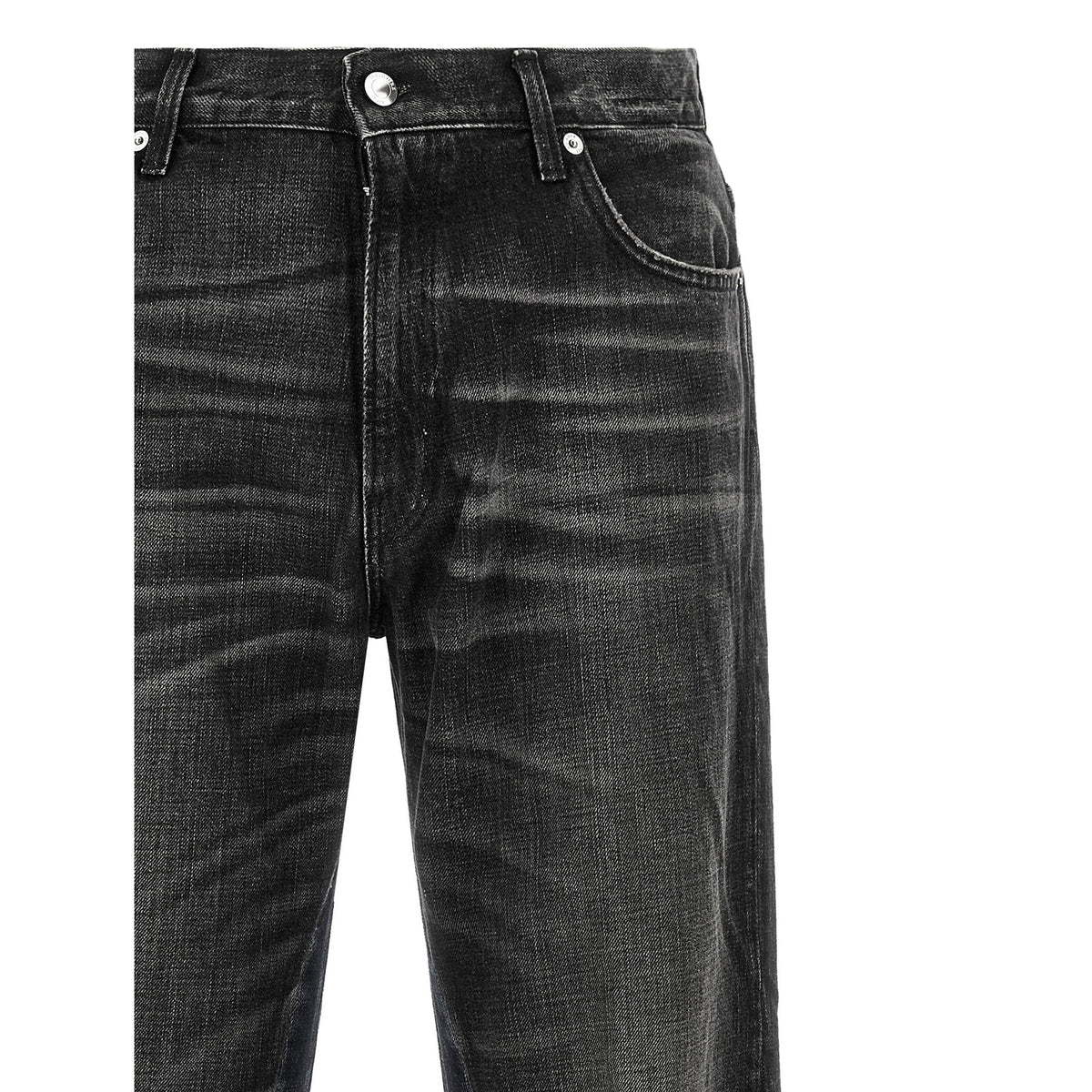 Gray Cotton Flared Jeans