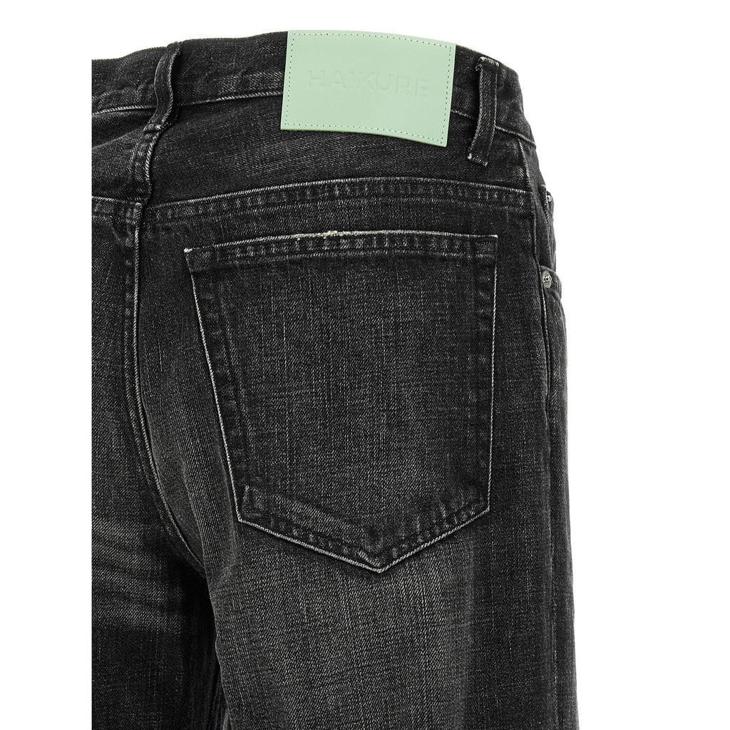 Gray Cotton Flared Jeans