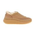 Beige Lambskin Chunky Sneakers