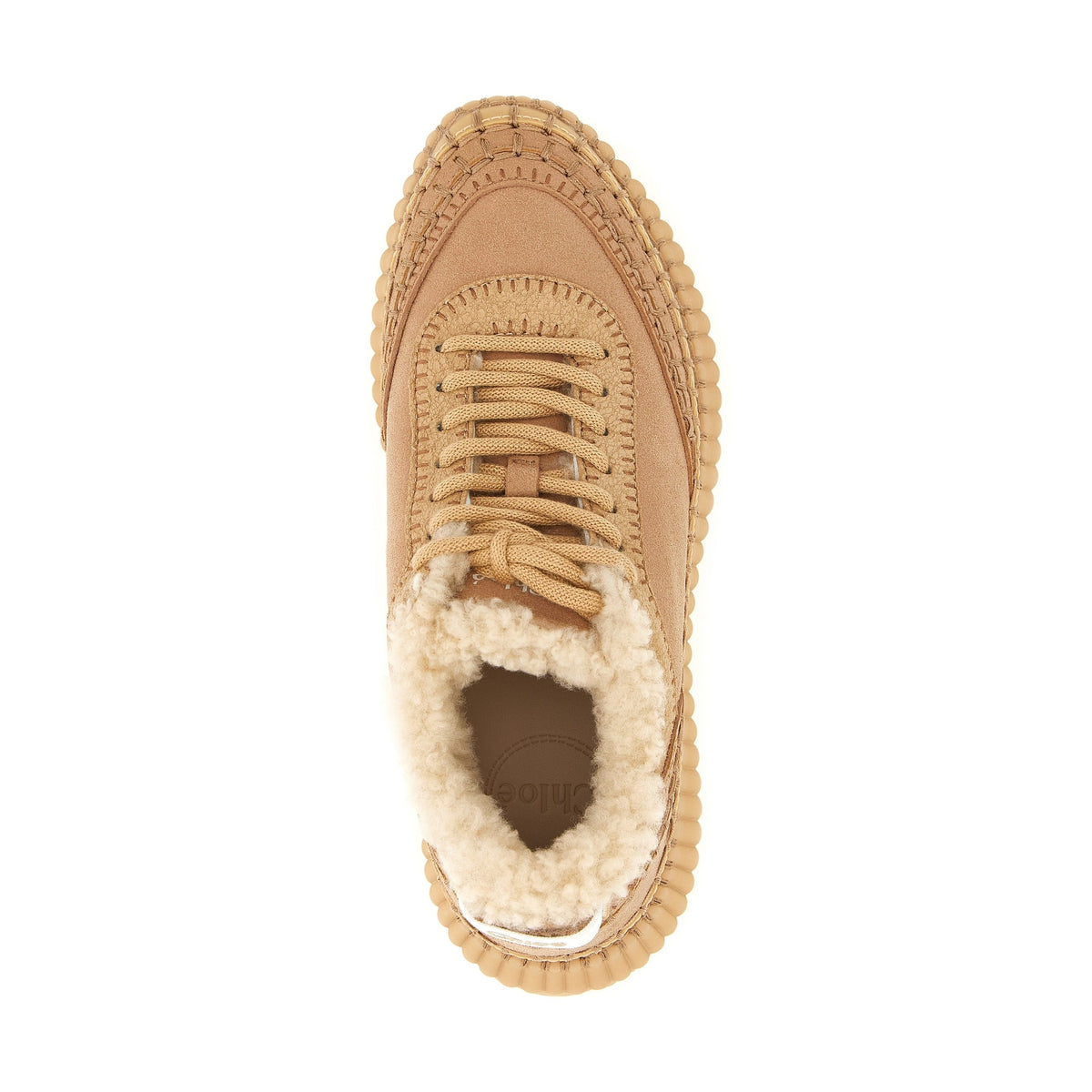 Beige Lambskin Chunky Sneakers