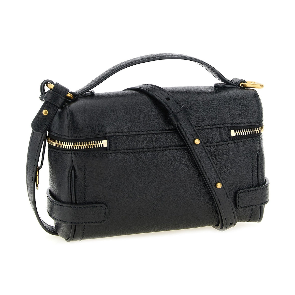 Black Buffalo Leather Shoulder Bag