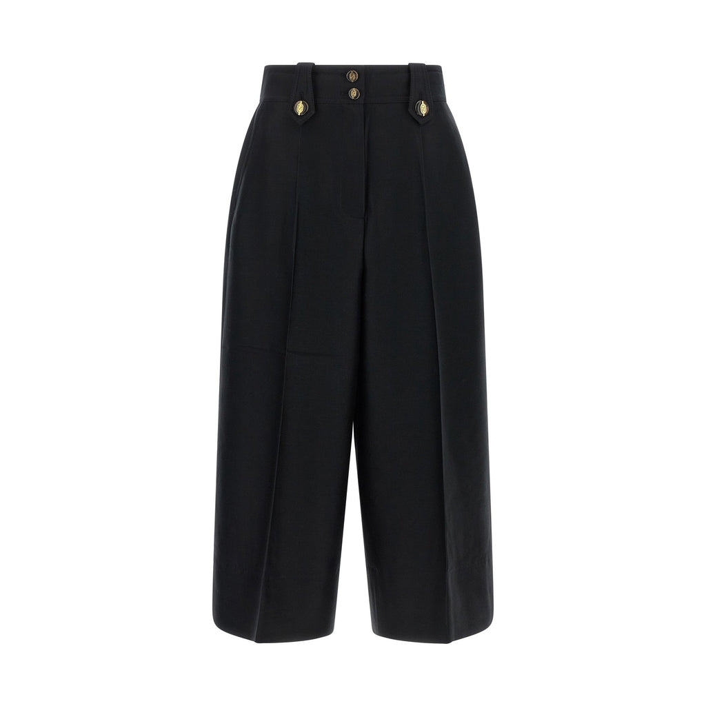 Black Wool Cropped Pants