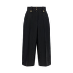 Black Wool Cropped Pants