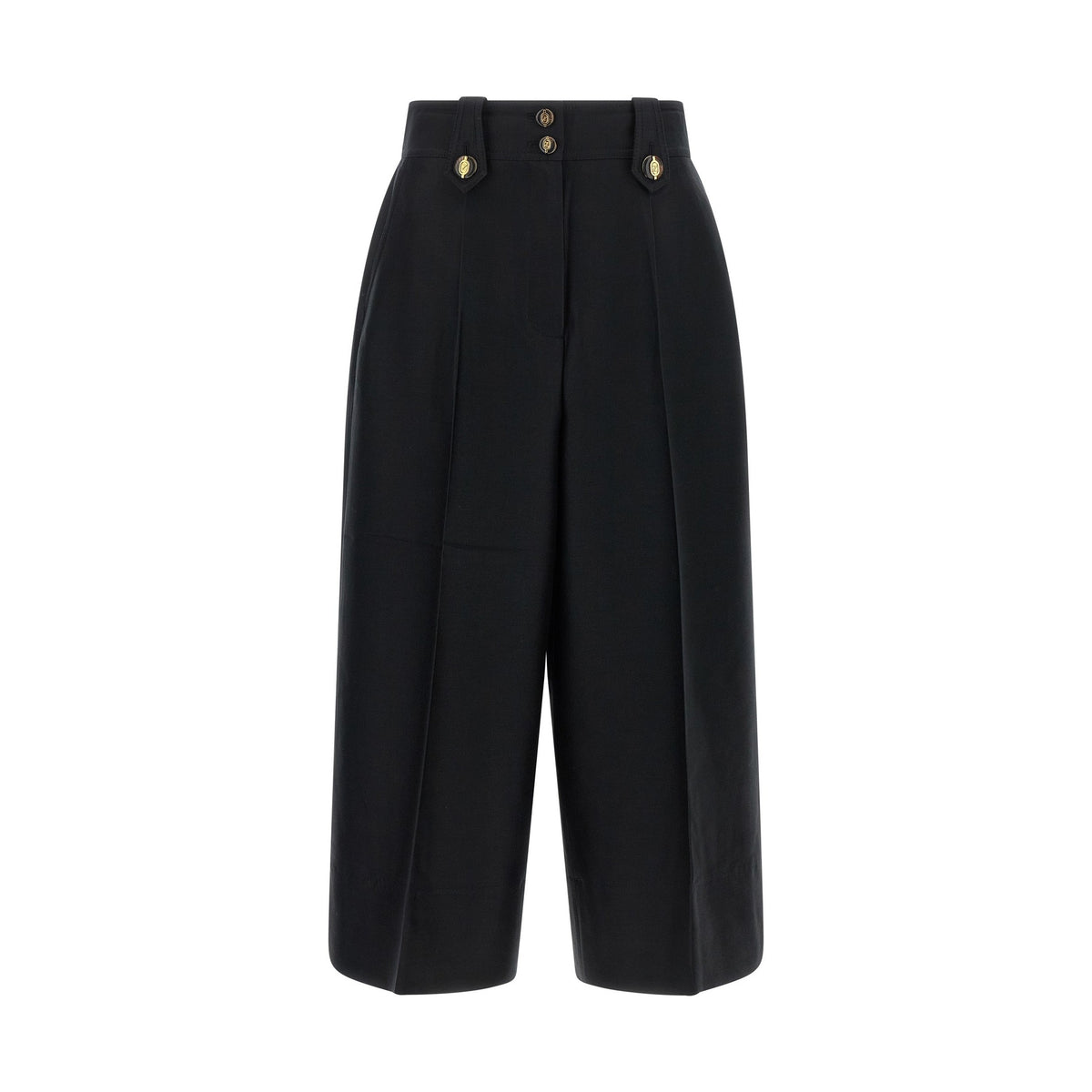 Black Wool Cropped Pants