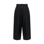 Black Wool Cropped Pants