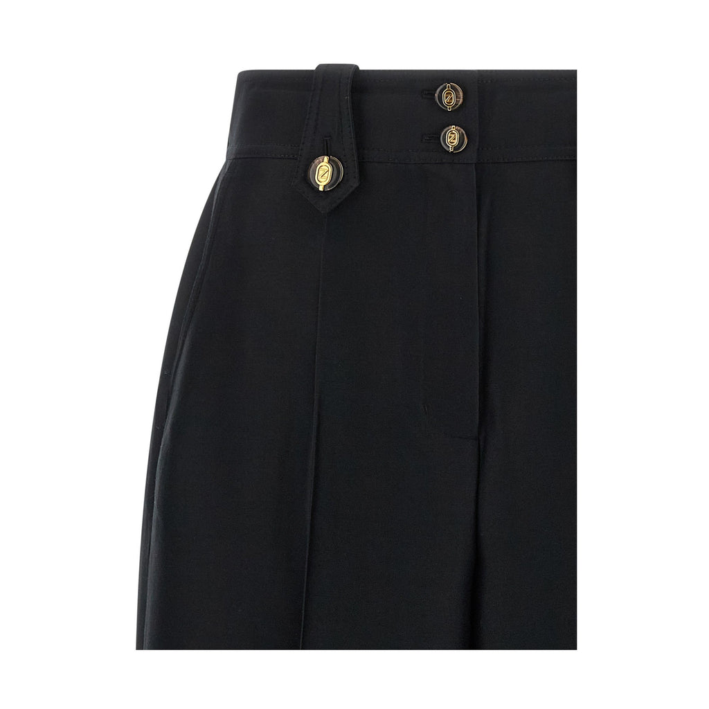Black Wool Cropped Pants