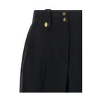 Black Wool Cropped Pants