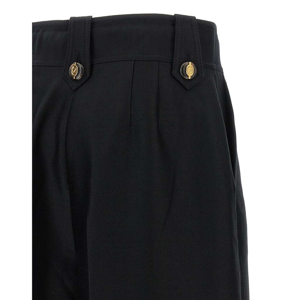 Black Wool Cropped Pants