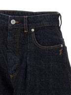 Blue Cotton High-Waisted Jean