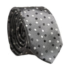 Men Gray Polka Dot Silk Adjustable Tied Necktie Tie