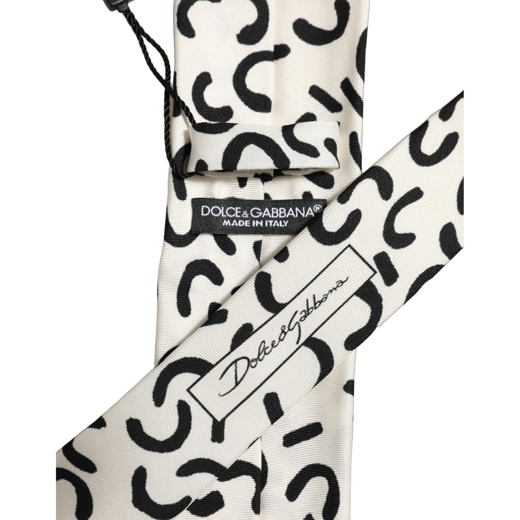 Men Cream Silk Abstract Adjustable Tied Necktie Tie