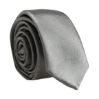 Gray Satin 100% Silk Adjustable Tied Men Necktie Tie