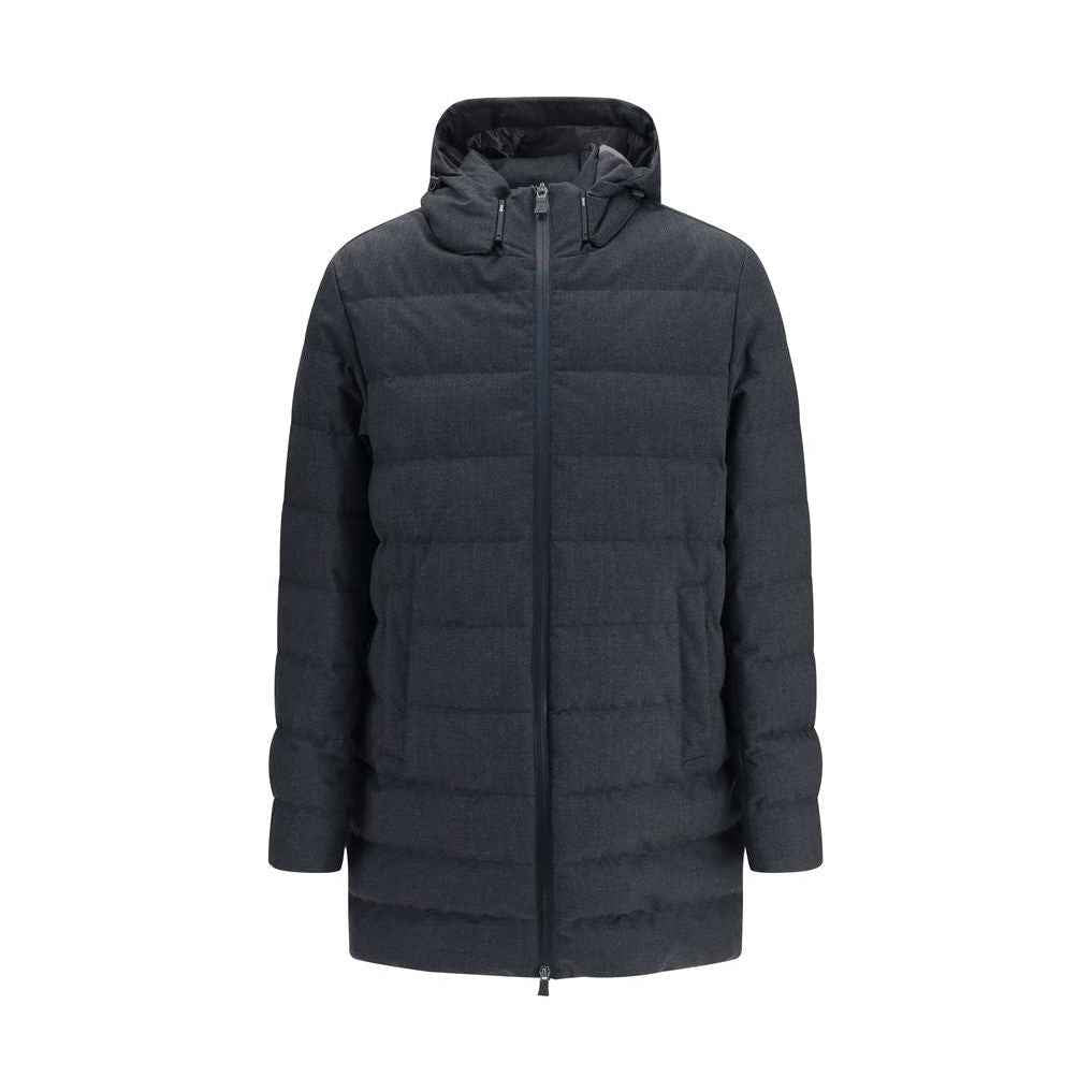 Gray Polyester Full-Length Jacket