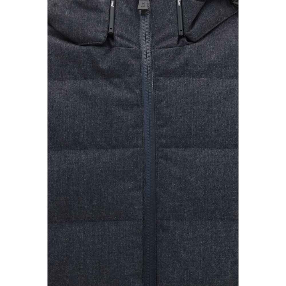 Gray Polyester Full-Length Jacket