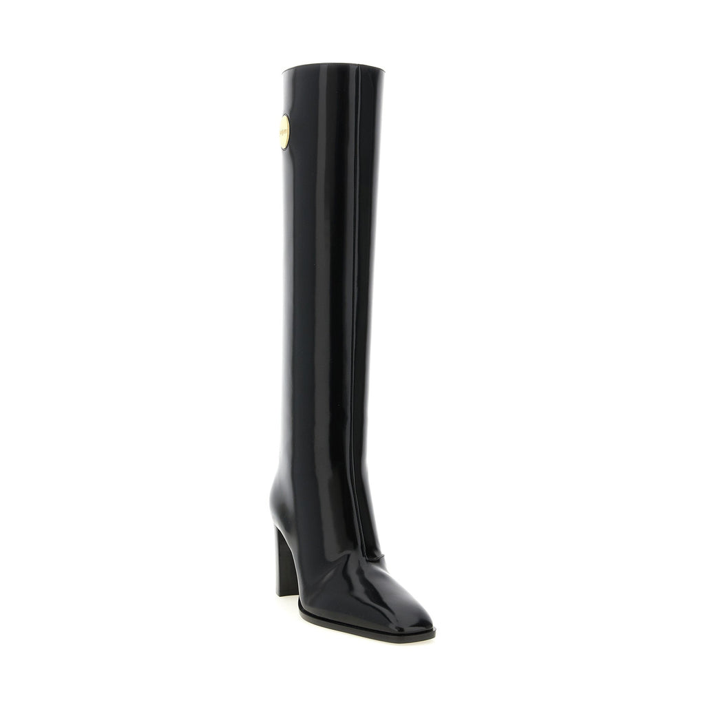 Black Calfskin Over The Knee