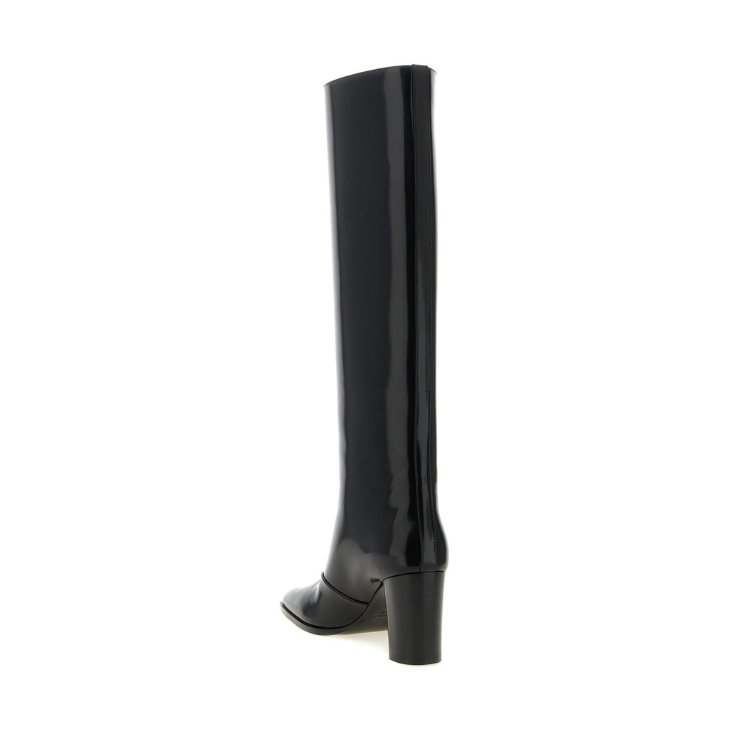 Black Calfskin Over The Knee