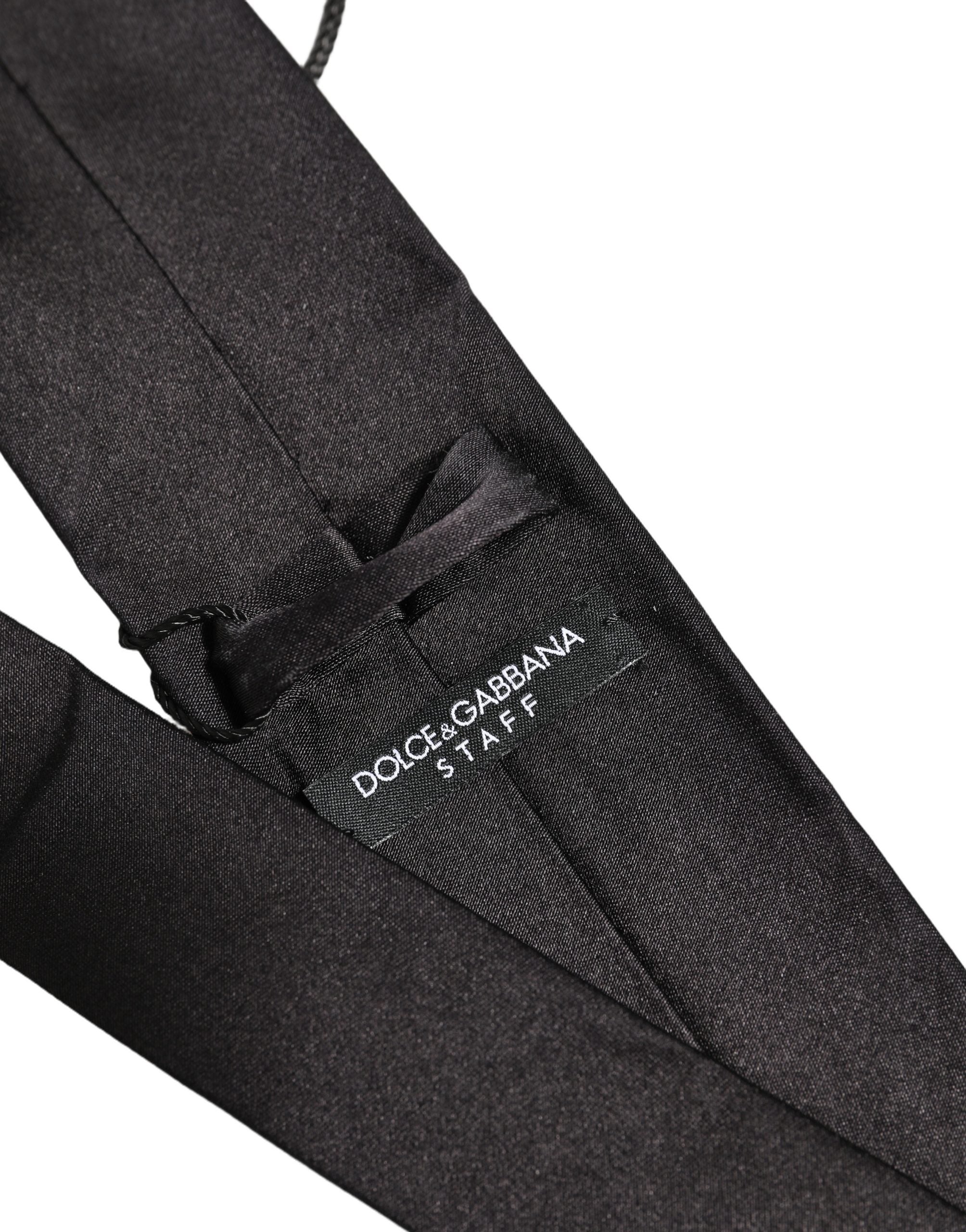 Black Satin 100% Silk Adjustable Tied Men Necktie Tie