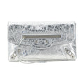 Silver Lamb Leather Clutch Bag